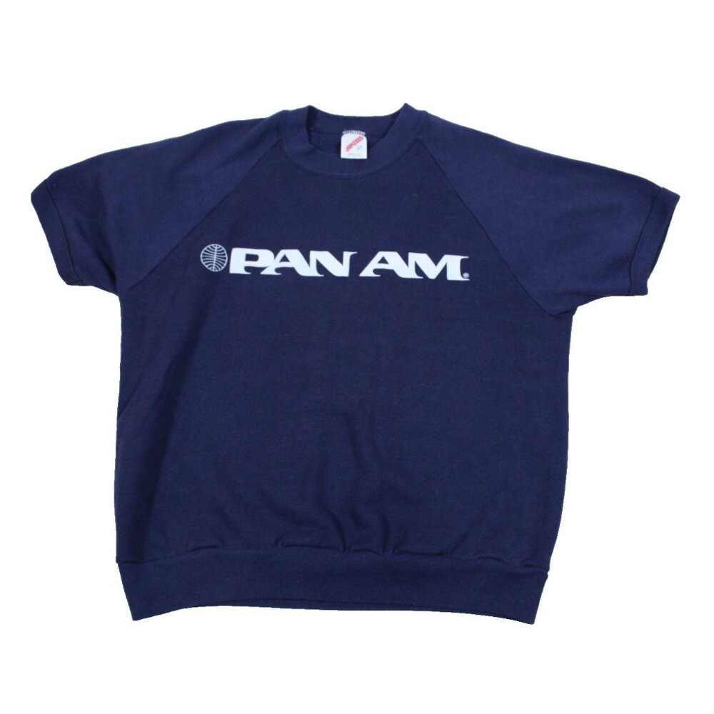 Vintage Pan Am Airline 80s Mens Pullover Crew Neck Sweatshirt RARE S/S Soft L